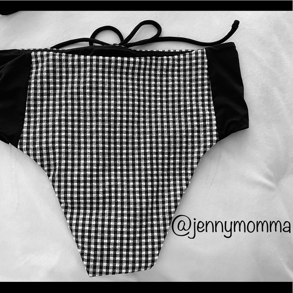 Hurley Gingham Tri Bikini Top & High Waist Bottom Set vintage vibes size Small - Picture 6 of 11